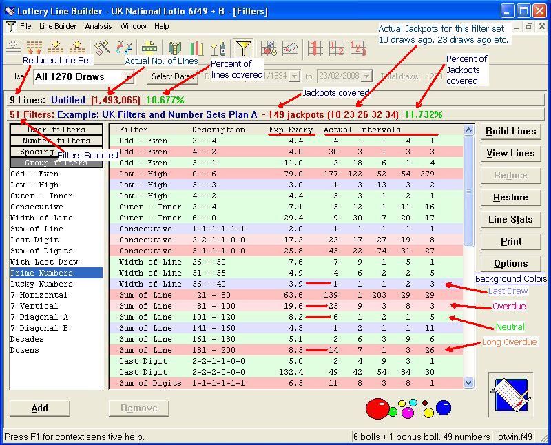 Click to view LotWin 2010 Lottery Line Builder 3.605 screenshot
